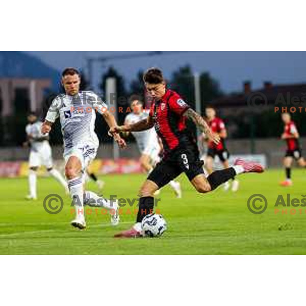 in action during Prva liga Telemach 2025/2026 football match between Primorje and Maribor in Ajdovscina, Slovenia on August 10, 2025