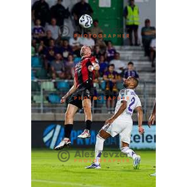 in action during Prva liga Telemach 2025/2026 football match between Primorje and Maribor in Ajdovscina, Slovenia on August 10, 2025