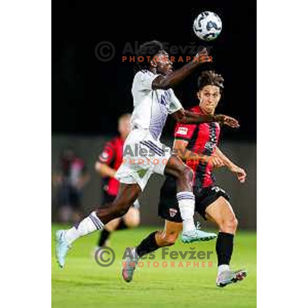 Haris Kadric in action during Prva liga Telemach 2025/2026 football match between Primorje and Maribor in Ajdovscina, Slovenia on August 10, 2025