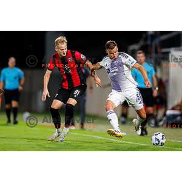 Edvin Suljanovic in action during Prva liga Telemach 2025/2026 football match between Primorje and Maribor in Ajdovscina, Slovenia on August 10, 2025