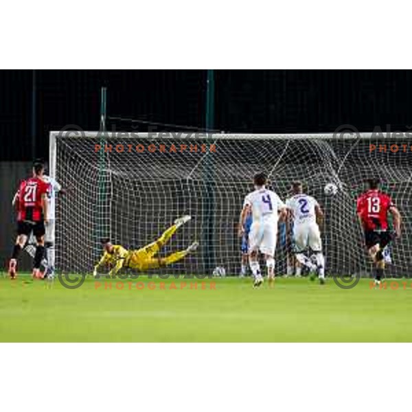 in action during Prva liga Telemach 2025/2026 football match between Primorje and Maribor in Ajdovscina, Slovenia on August 10, 2025