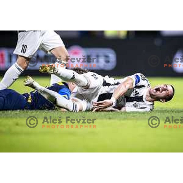 Dario Vizinger injured during Prva liga Telemach 2025/26 football match between NK Celje and NK Mura in Stadion z’dezele, Celje, Slovenia on August 10, 2025. Photo: Jure Banfi