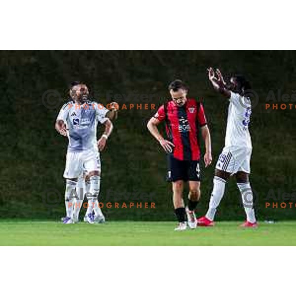 Halil Soudani scores and celebrates a goal during Prva liga Telemach 2025/2026 football match between Primorje and Maribor in Ajdovscina, Slovenia on August 10, 2025