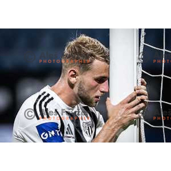 Raphael Hofer disappointed after losing Prva liga Telemach 2025/26 football match between NK Celje and NK Mura in Stadion z’dezele, Celje, Slovenia on August 10, 2025. Photo: Jure Banfi