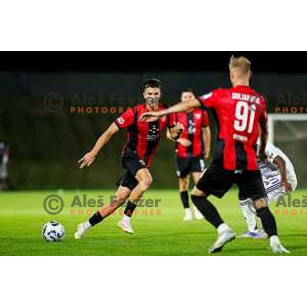 in action during Prva liga Telemach 2025/2026 football match between Primorje and Maribor in Ajdovscina, Slovenia on August 10, 2025