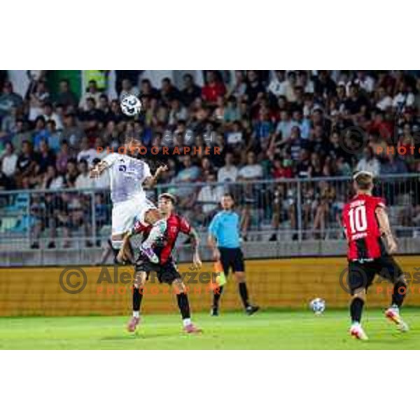 in action during Prva liga Telemach 2025/2026 football match between Primorje and Maribor in Ajdovscina, Slovenia on August 10, 2025