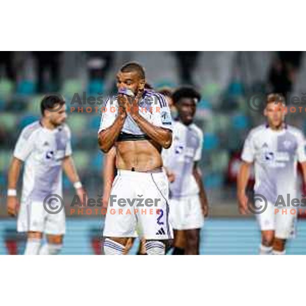 Halil Soudani in action during Prva liga Telemach 2025/2026 football match between Primorje and Maribor in Ajdovscina, Slovenia on August 10, 2025