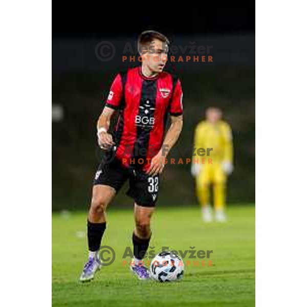 in action during Prva liga Telemach 2025/2026 football match between Primorje and Maribor in Ajdovscina, Slovenia on August 10, 2025
