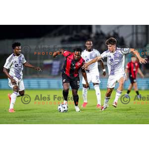 Ishaq Rafiu in action during Prva liga Telemach 2025/2026 football match between Primorje and Maribor in Ajdovscina, Slovenia on August 10, 2025