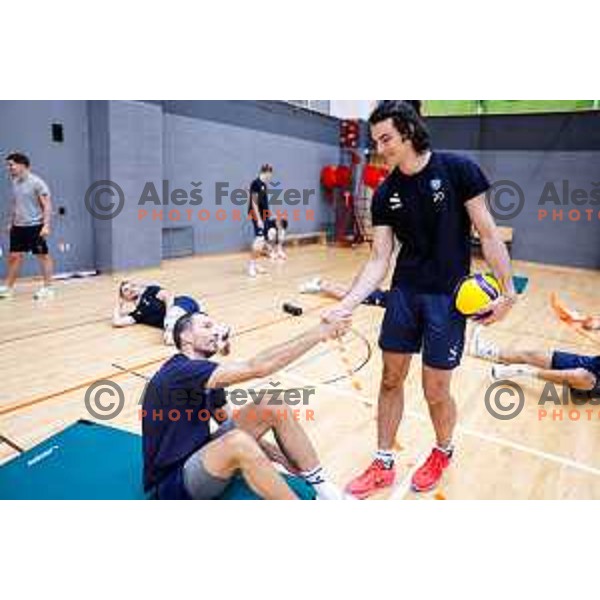 of Slovenia National Volleyball team during practice session in Ljubljana, Slovenia on August 12, 2025