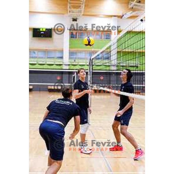 of Slovenia National Volleyball team during practice session in Ljubljana, Slovenia on August 12, 2025
