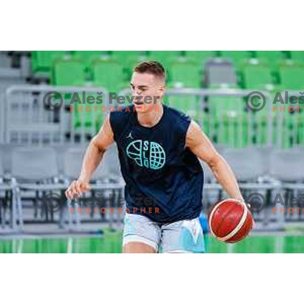 Miha Cerkvenik of Slovenia National Basketball team during practice session in Ljubljana, Slovenia on August 13, 2025
