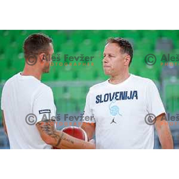 Luka Bassin of Slovenia National Basketball team during practice session in Ljubljana, Slovenia on August 13, 2025