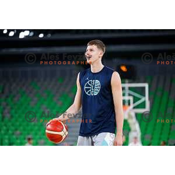 Luka Scuka of Slovenia National Basketball team during practice session in Ljubljana, Slovenia on August 13, 2025