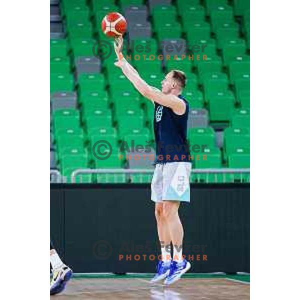 Klemen Prepelic of Slovenia National Basketball team during practice session in Ljubljana, Slovenia on August 13, 2025