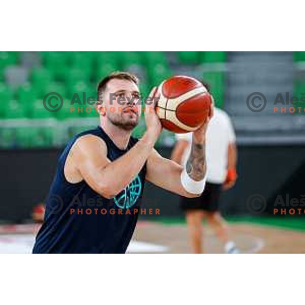 Luka Doncic of Slovenia National Basketball team during practice session in Ljubljana, Slovenia on August 13, 2025