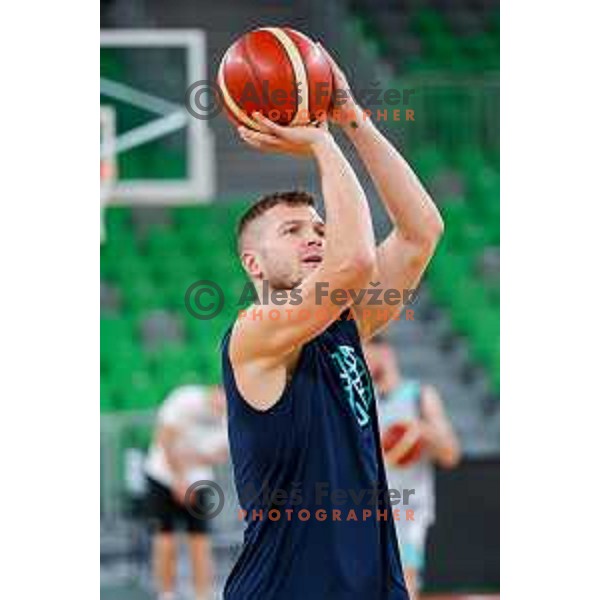 Luka Doncic of Slovenia National Basketball team during practice session in Ljubljana, Slovenia on August 13, 2025