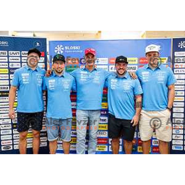 of Slovenia Alpine Speed team during press conference in Ljubljana, Slovenia on August 13, 2025