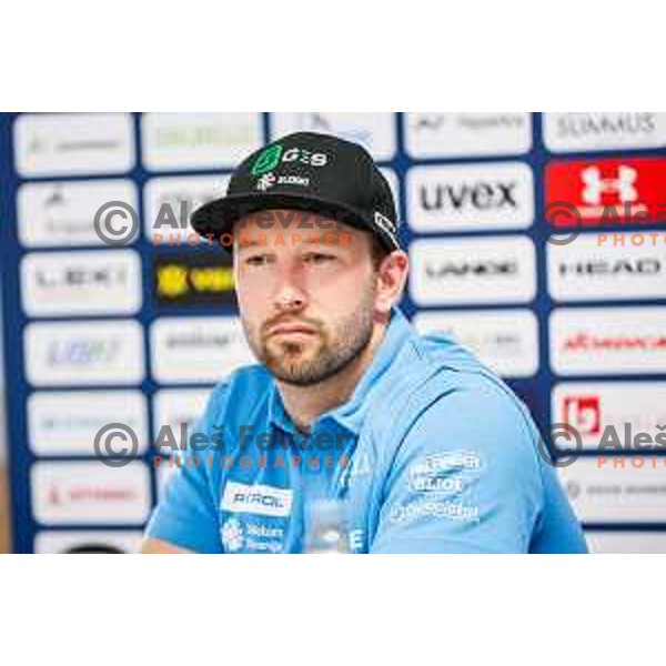 Martin Cater of Slovenia Alpine Speed team during press conference in Ljubljana, Slovenia on August 13, 2025