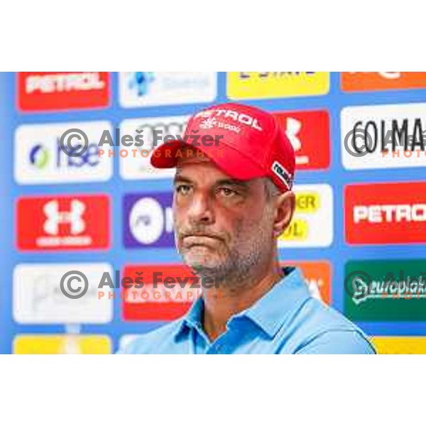 Ales Brezavscek, head coach of Slovenia Alpine Speed team during press conference in Ljubljana, Slovenia on August 13, 2025
