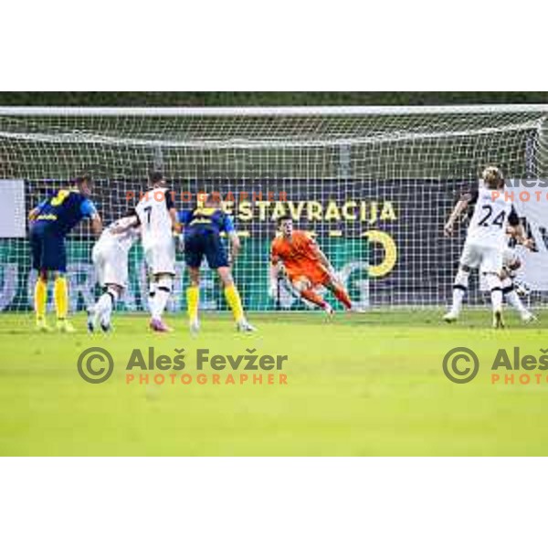 Zan Luk Leban in action during UEFA Conference League 2025/26 qualification football match between NK Celje (SLO) and FC Lugano (SUI) in Stadion z’dezele, Celje, Slovenia on August 14, 2025. Photo: Jure Banfi
