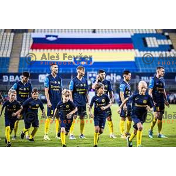 Players of NK Celje before UEFA Conference League 2025/26 qualification football match between NK Celje (SLO) and FC Lugano (SUI) in Stadion z’dezele, Celje, Slovenia on August 14, 2025. Photo: Jure Banfi