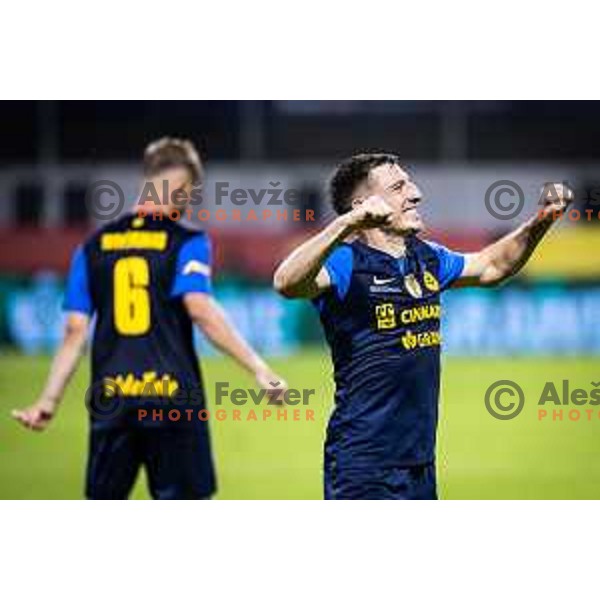 Mario Kvesic celebrates goal during UEFA Conference League 2025/26 qualification football match between NK Celje (SLO) and FC Lugano (SUI) in Stadion z’dezele, Celje, Slovenia on August 14, 2025. Photo: Jure Banfi