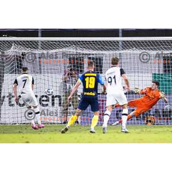 Zan Luk Leban during UEFA Conference League 2025/26 qualification football match between NK Celje (SLO) and FC Lugano (SUI) in Stadion z’dezele, Celje, Slovenia on August 14, 2025. Photo: Jure Banfi