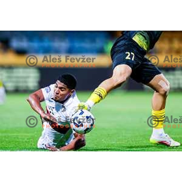 Roger Andretty Murillo Soto in action during Prva liga Telemach 2025/2026 football match between Kalcer Radomlje and Primorje in Domzale, Slovenia on August 15, 2025