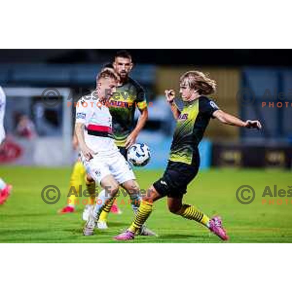in action during Prva liga Telemach 2025/2026 football match between Kalcer Radomlje and Primorje in Domzale, Slovenia on August 15, 2025