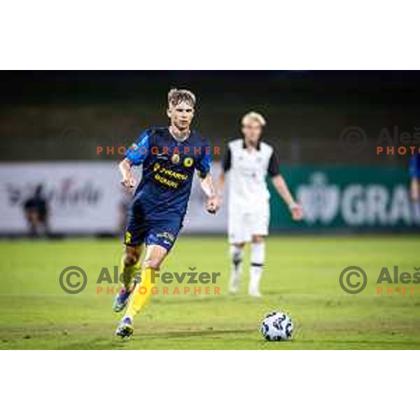 Artemijus Tutyskinas in action during UEFA Conference League 2025/26 qualification football match between NK Celje (SLO) and FC Lugano (SUI) in Stadion z’dezele, Celje, Slovenia on August 14, 2025. Photo: Jure Banfi