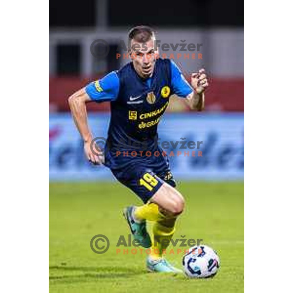 Mark Zabukovnik in action during UEFA Conference League 2025/26 qualification football match between NK Celje (SLO) and FC Lugano (SUI) in Stadion z’dezele, Celje, Slovenia on August 14, 2025. Photo: Jure Banfi