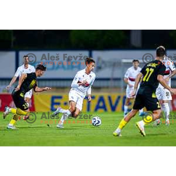 Haris Kadric in action during Prva liga Telemach 2025/2026 football match between Kalcer Radomlje and Primorje in Domzale, Slovenia on August 15, 2025