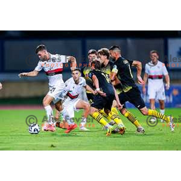 in action during Prva liga Telemach 2025/2026 football match between Kalcer Radomlje and Primorje in Domzale, Slovenia on August 15, 2025
