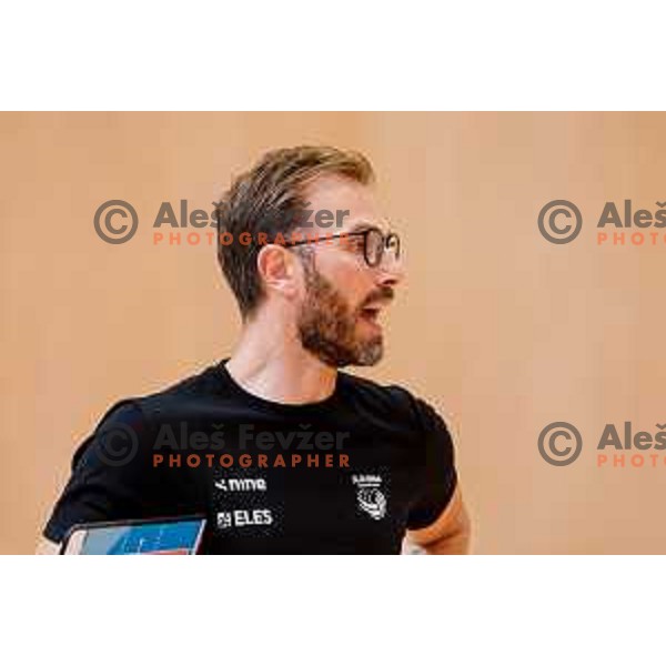 Alessandro Orefice, head coach of Slovenia Women\'s National Volleyball team during preparation match between Slovenia and Belgium in Ljubljana, Slovenia on August 16, 2025