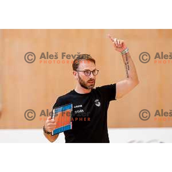 Alessandro Orefice, head coach of Slovenia Women\'s National Volleyball team during preparation match between Slovenia and Belgium in Ljubljana, Slovenia on August 16, 2025