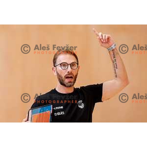 Alessandro Orefice, head coach of Slovenia Women\'s National Volleyball team during preparation match between Slovenia and Belgium in Ljubljana, Slovenia on August 16, 2025