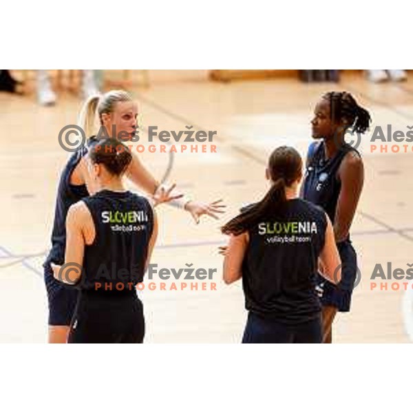 of Slovenia Women\'s National Volleyball team during preparation match between Slovenia and Belgium in Ljubljana, Slovenia on August 16, 2025
