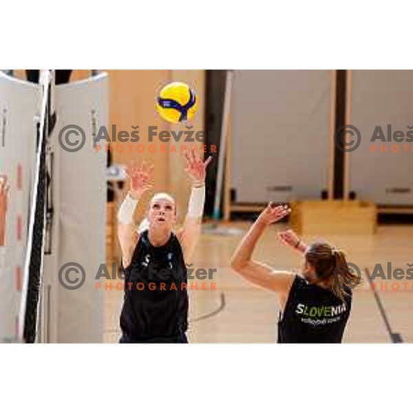 of Slovenia Women\'s National Volleyball team during preparation match between Slovenia and Belgium in Ljubljana, Slovenia on August 16, 2025