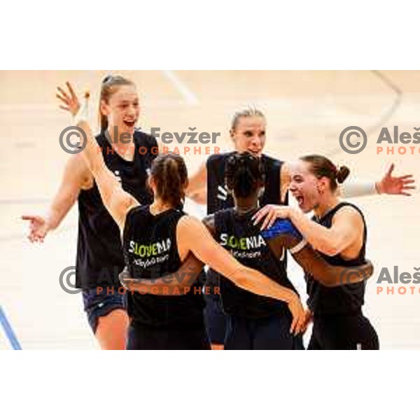 of Slovenia Women\'s National Volleyball team during preparation match between Slovenia and Belgium in Ljubljana, Slovenia on August 16, 2025