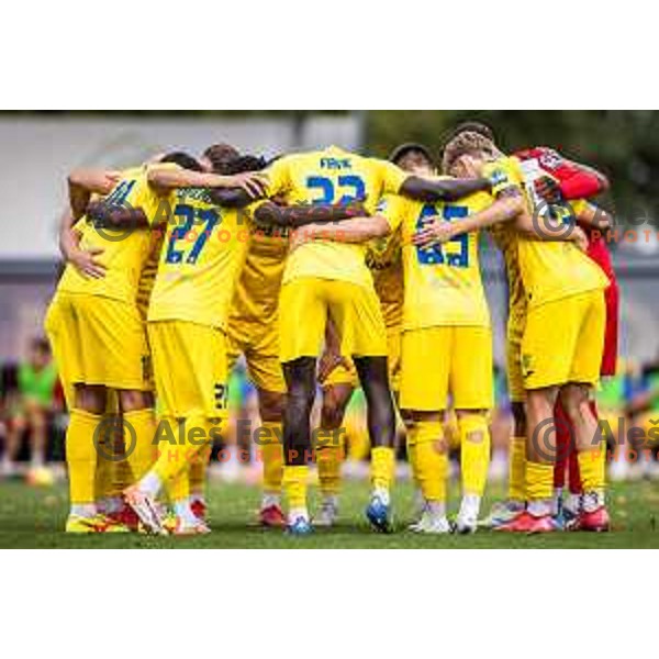 Players of Domzale before Prva liga Telemach 2025/26 football match between NS Mura and NK Domzale in Fazanerija, Murska Sobota, Slovenia on August 16, 2025. Photo: Jure Banfi