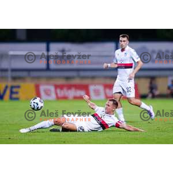 Matic Zavnik in action during Prva liga Telemach 2025/2026 football match between Kalcer Radomlje and Primorje in Domzale, Slovenia on August 15, 2025