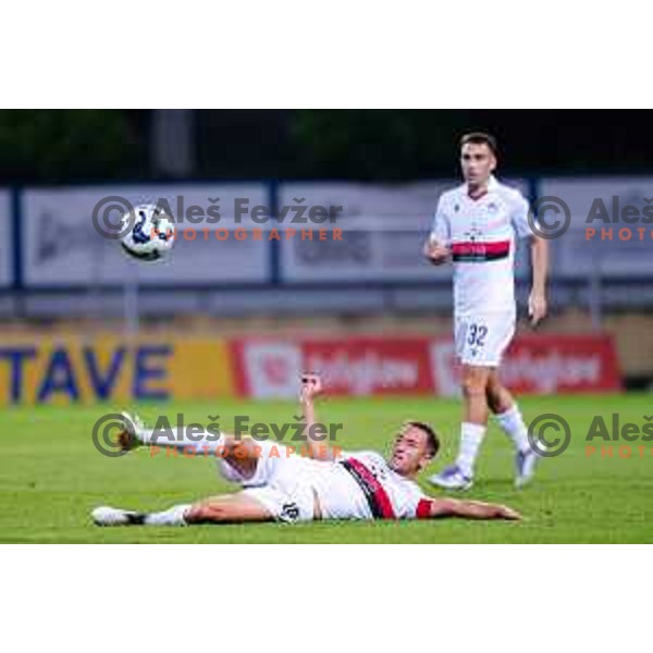 Matic Zavnik in action during Prva liga Telemach 2025/2026 football match between Kalcer Radomlje and Primorje in Domzale, Slovenia on August 15, 2025