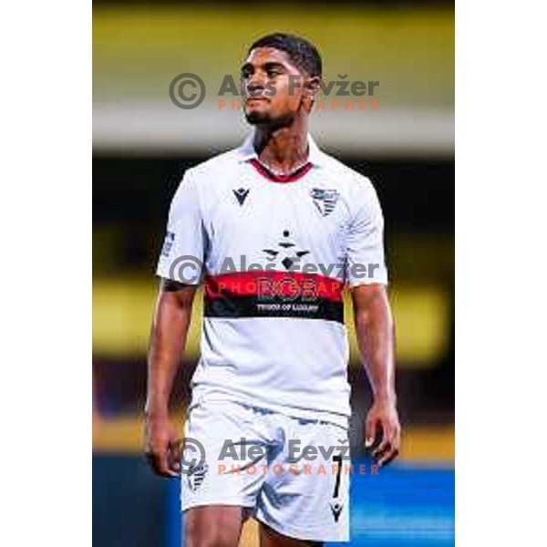 Roger Andretty Murillo Soto in action during Prva liga Telemach 2025/2026 football match between Kalcer Radomlje and Primorje in Domzale, Slovenia on August 15, 2025
