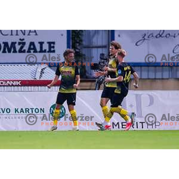 in action during Prva liga Telemach 2025/2026 football match between Kalcer Radomlje and Primorje in Domzale, Slovenia on August 15, 2025