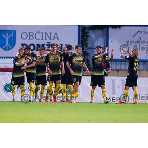 in action during Prva liga Telemach 2025/2026 football match between Kalcer Radomlje and Primorje in Domzale, Slovenia on August 15, 2025