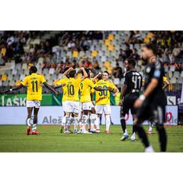 Sandi Nuhanovic celebrates goal during Prva liga Telemach 2025/26 football match between NK Maribor and NK Bravo Big Bang in Ljudski vrt, Maribor, Slovenia on August 16, 2025. Photo: Jure Banfi