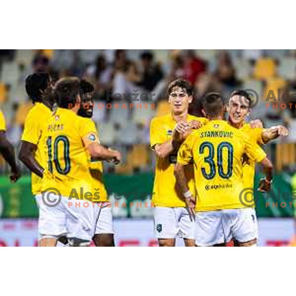 Sandi Nuhanovic celebrates goal during Prva liga Telemach 2025/26 football match between NK Maribor and NK Bravo Big Bang in Ljudski vrt, Maribor, Slovenia on August 16, 2025. Photo: Jure Banfi