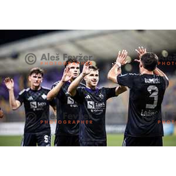 Jan Repas celebrates goal during Prva liga Telemach 2025/26 football match between NK Maribor and NK Bravo Big Bang in Ljudski vrt, Maribor, Slovenia on August 16, 2025. Photo: Jure Banfi