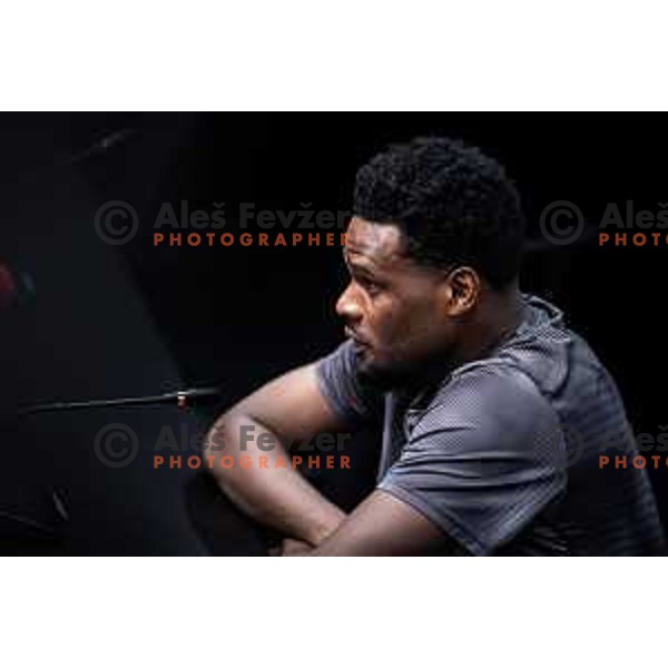 Benjamin Tetteh at the press conference after Prva liga Telemach 2025/26 football match between NK Maribor and NK Bravo Big Bang in Ljudski vrt, Maribor, Slovenia on August 16, 2025. Photo: Jure Banfi